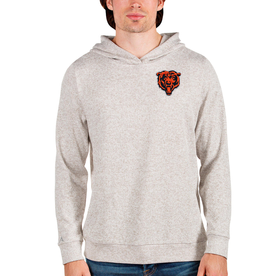 Men's Antigua Heathered Gray Chicago Bears Bear Head Absolute Pullover Hoodie