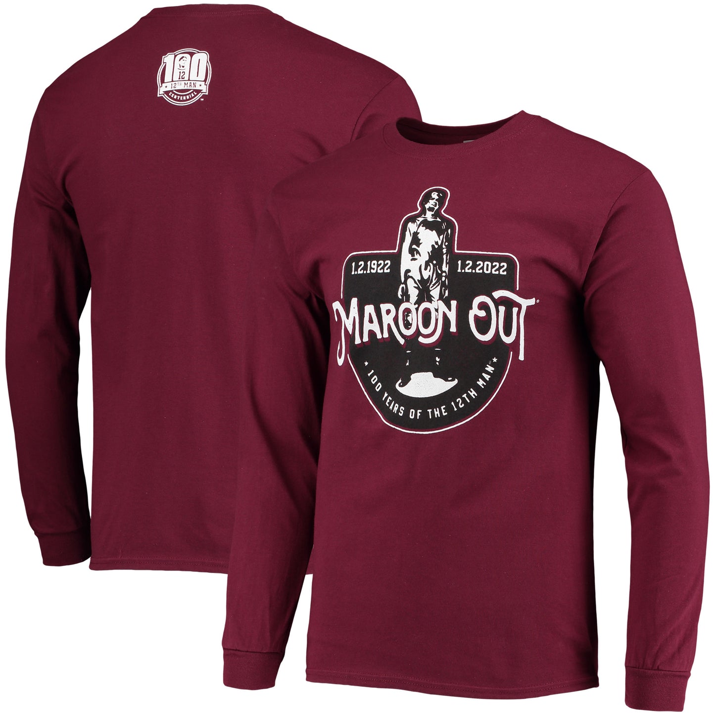 Men's Texas A&M Aggies 2022 Maroon Out 100 Years of the 12th Man Long Sleeve T-Shirt