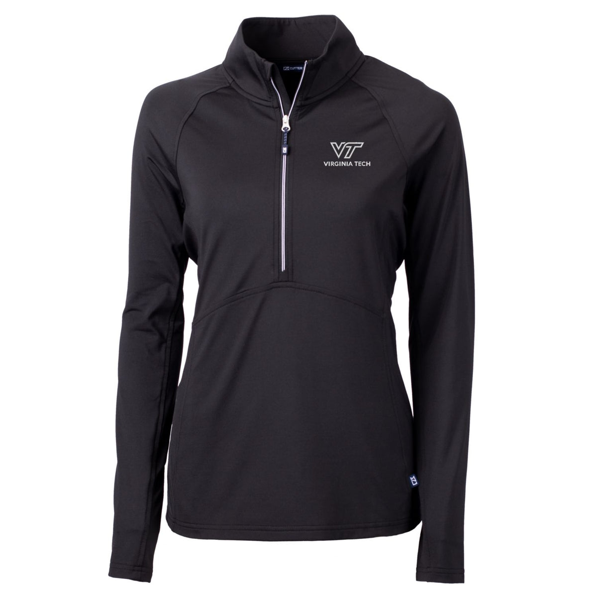 Women's Cutter & Buck Black Virginia Tech Hokies Adapt Eco Knit Half-Zip Pullover Jacket