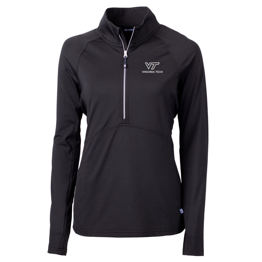 Women's Cutter & Buck Black Virginia Tech Hokies Adapt Eco Knit Half-Zip Pullover Jacket