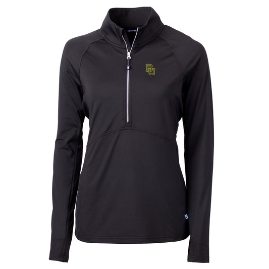 Women's Cutter & Buck Black Baylor Bears Adapt Eco Knit Half-Zip Pullover Jacket