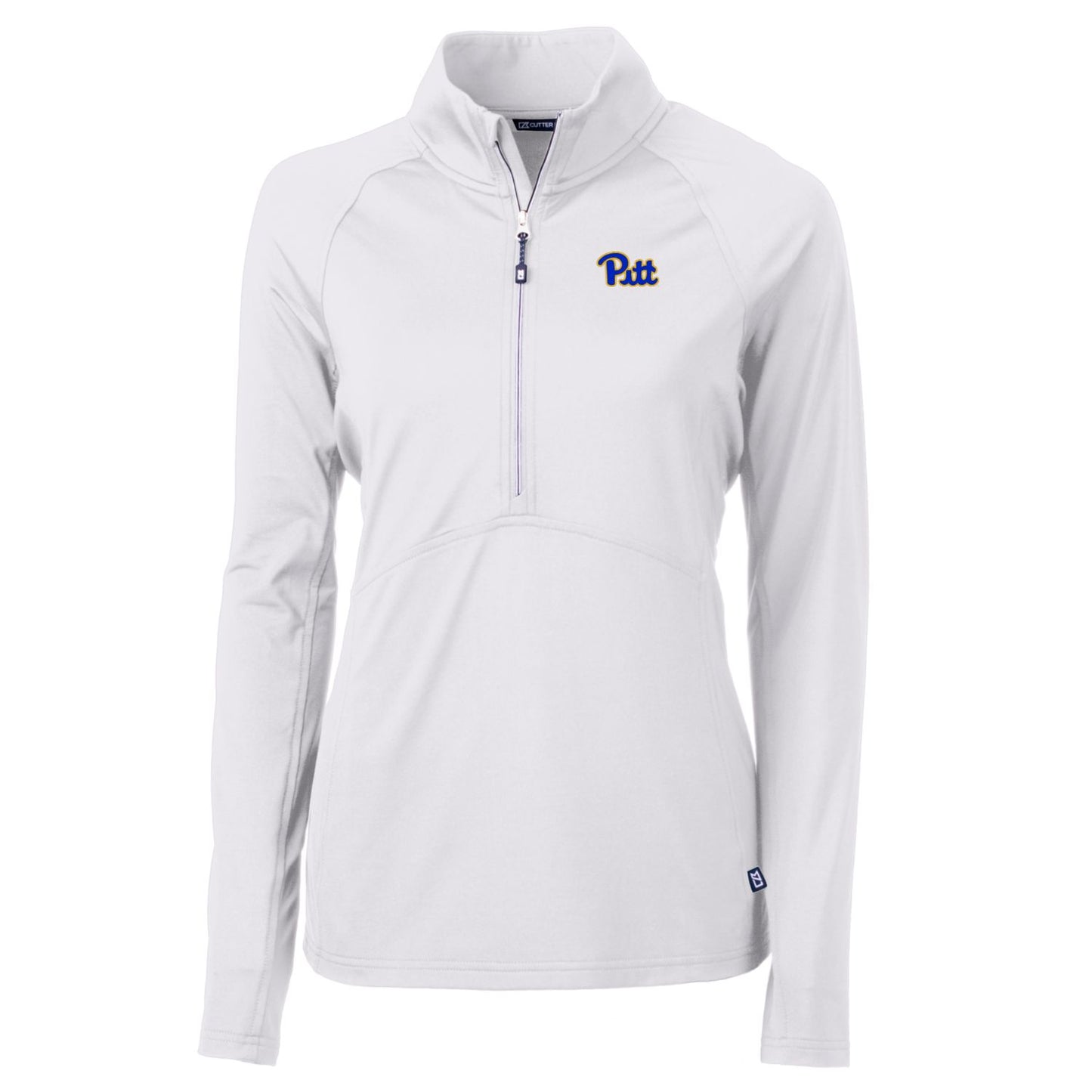 Women's Cutter & Buck White Pitt Panthers Adapt Eco Knit Half-Zip Pullover Jacket