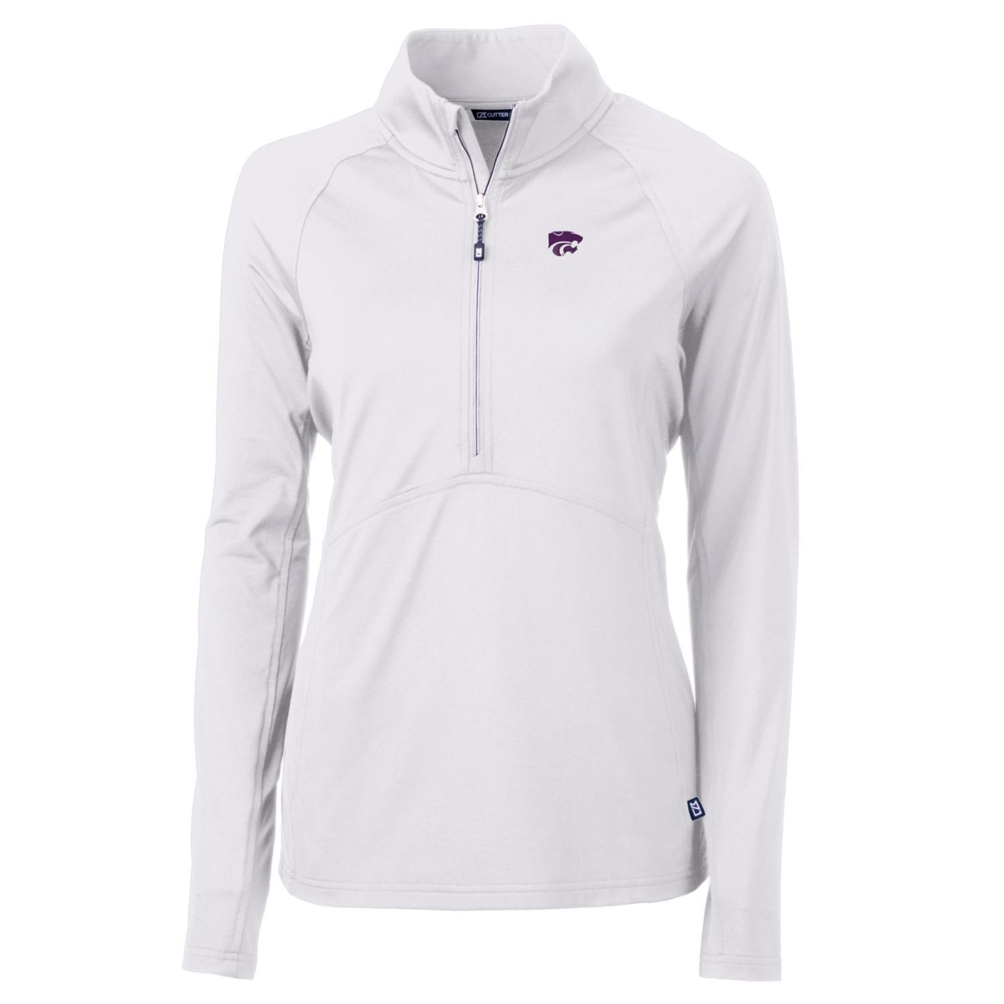 Women's Cutter & Buck White Kansas State Wildcats Adapt Eco Knit Half-Zip Pullover Jacket
