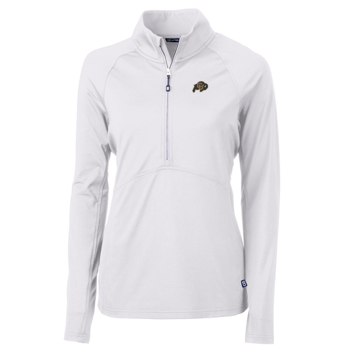 Women's Cutter & Buck White Colorado Buffaloes Adapt Eco Knit Half-Zip Pullover Jacket