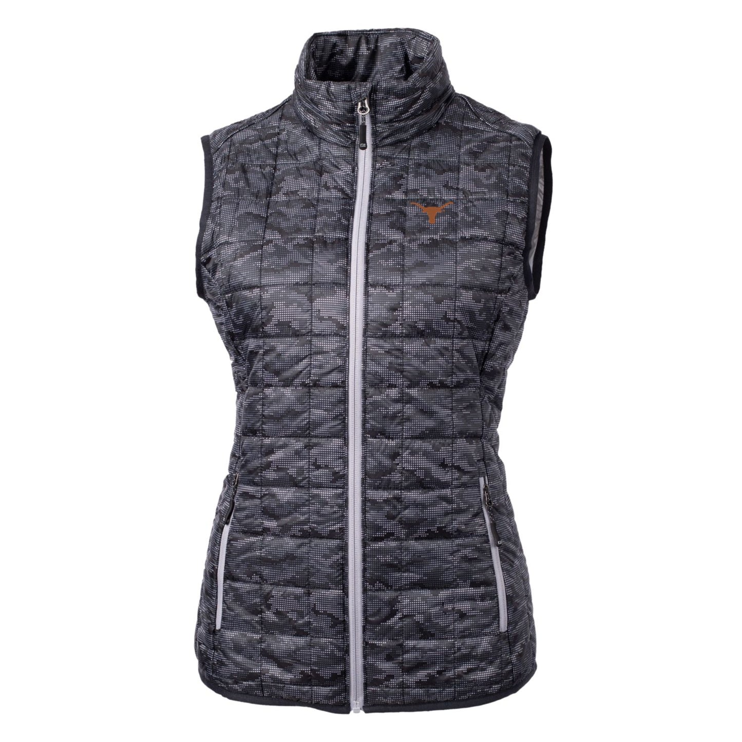 Women's Cutter & Buck Black Texas Longhorns Eco Full-Zip Puffer Vest