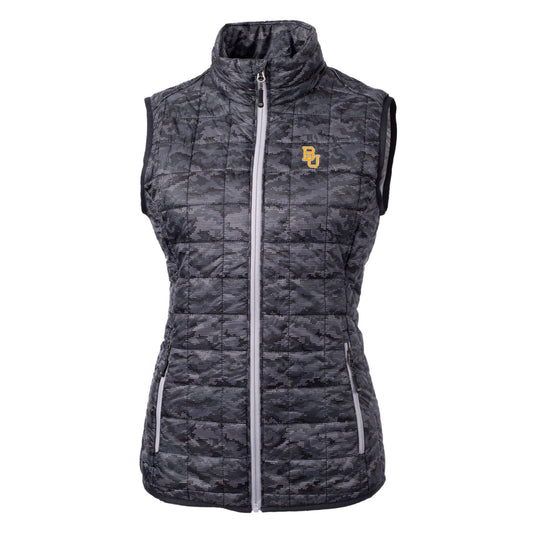 Women's Cutter & Buck Black Baylor Bears Eco Full-Zip Puffer Vest