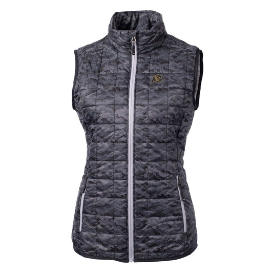 Women's Cutter & Buck Black Colorado Buffaloes Eco Full-Zip Puffer Vest