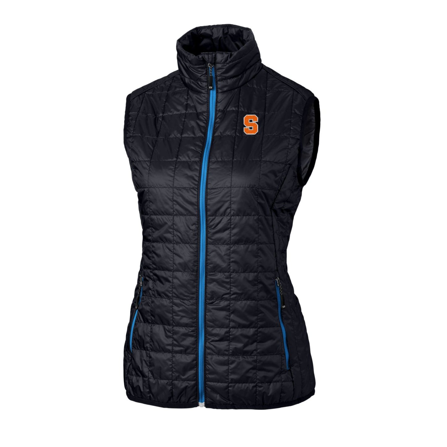 Women's Cutter & Buck Navy Syracuse Orange Eco Full-Zip Puffer Vest