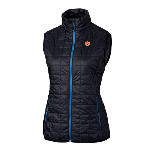 Women's Cutter & Buck Navy Auburn Tigers Eco Full-Zip Puffer Vest