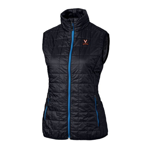 Women's Cutter & Buck Navy Virginia Cavaliers Eco Full-Zip Puffer Vest