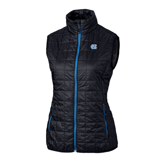 Women's Cutter & Buck Navy North Carolina Tar Heels Eco Full-Zip Puffer Vest