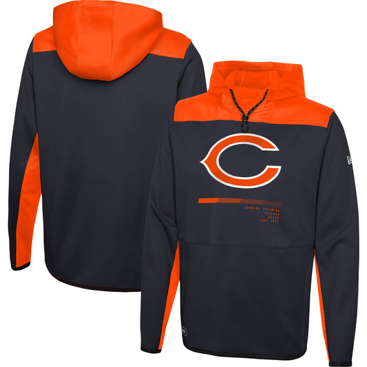 Men's New Era Navy Chicago Bears Combine Authentic Hard Hitter Pullover Hoodie