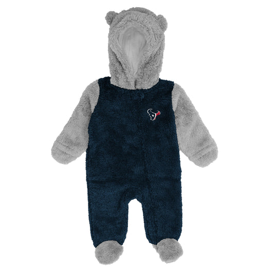 Newborn & Infant Navy/Gray Houston Texans Game Nap Teddy Fleece Bunting Full-Zip Sleeper