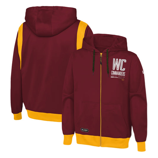 Men's New Era Burgundy Washington Commanders Combine Authentic Drop Back Full-Zip Hoodie