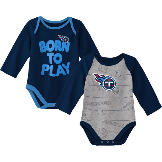 Newborn & Infant Navy/Heathered Gray Tennessee Titans Born To Win Two-Pack Long Sleeve Bodysuit Set