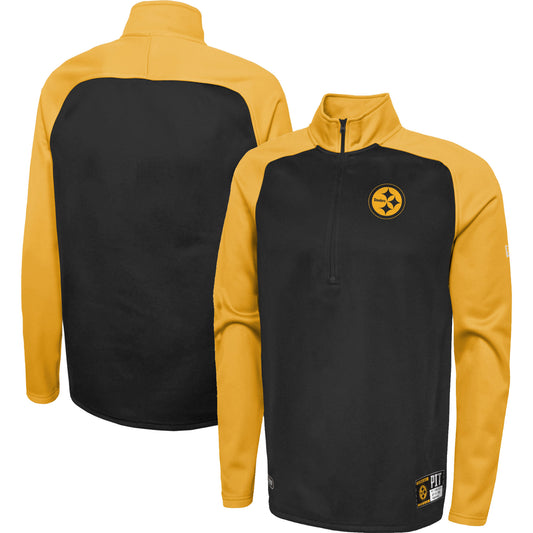 Men's New Era Black Pittsburgh Steelers Combine Authentic O-Line Raglan Half-Zip Jacket