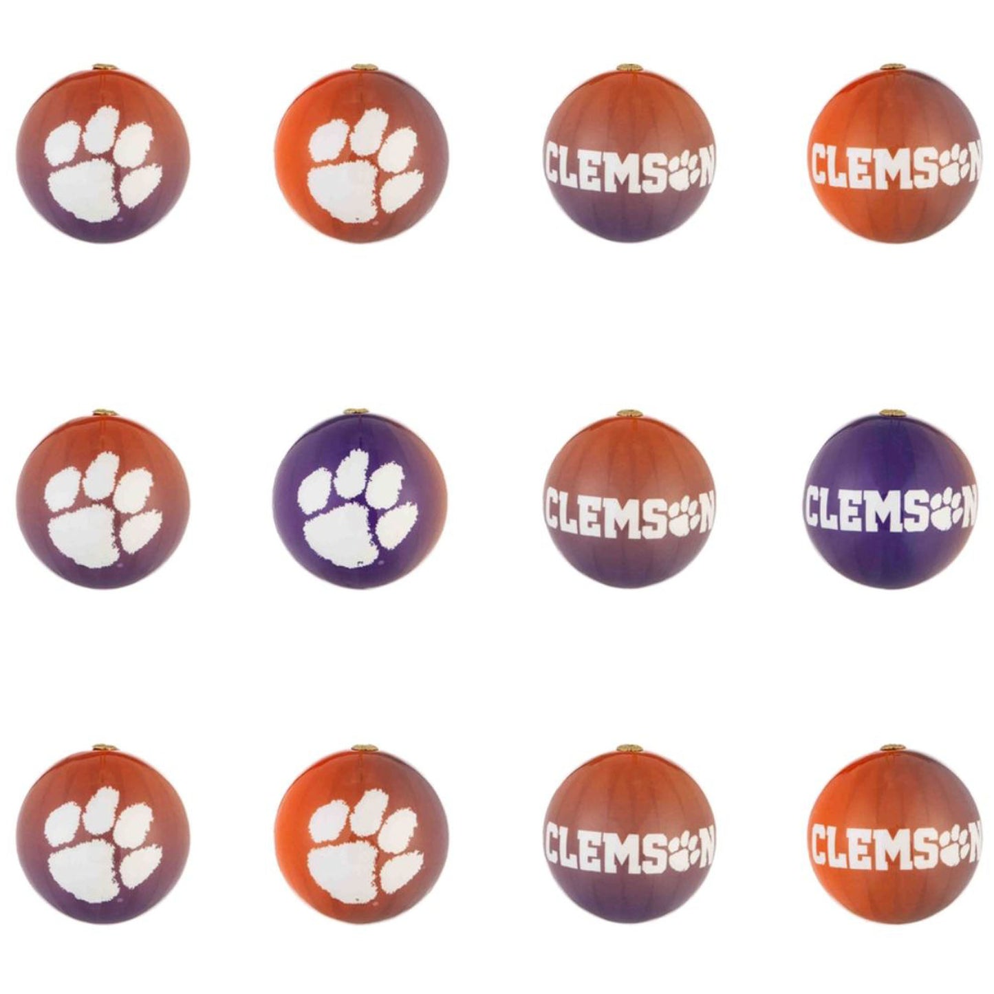 Clemson Tigers Holiday Ball Ornaments 12-Pack