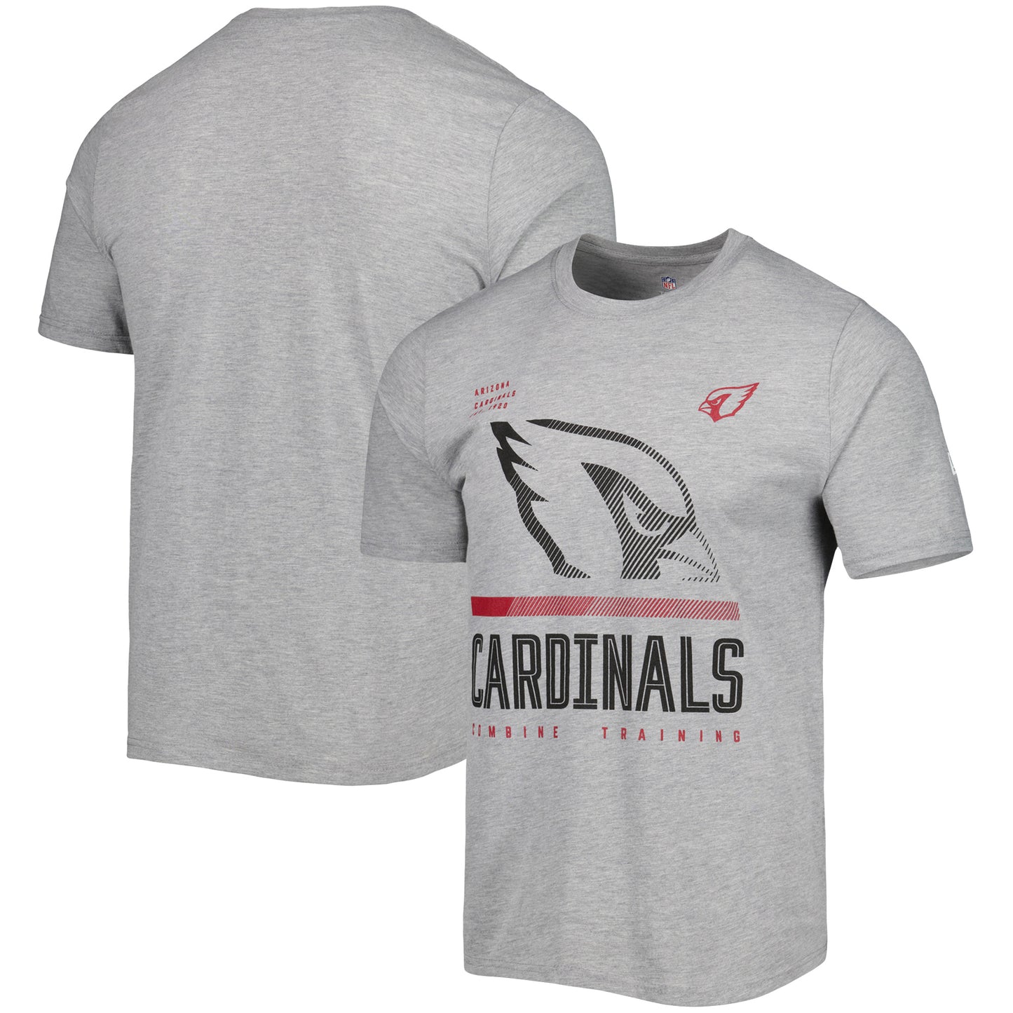 Men's New Era Heathered Gray Arizona Cardinals Combine Authentic Red Zone T-Shirt