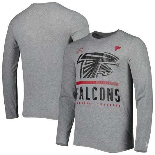 Men's New Era Heathered Gray Atlanta Falcons Combine Authentic Red Zone Long Sleeve T-Shirt