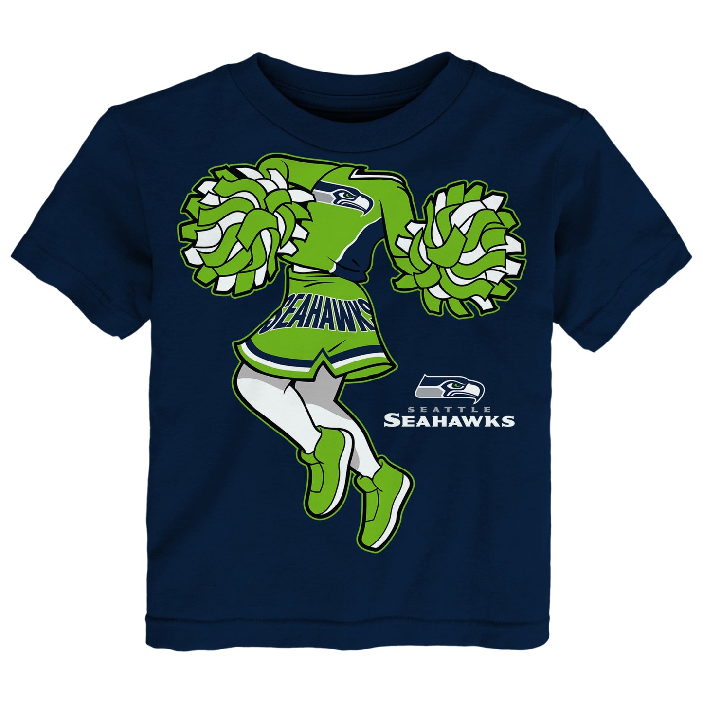 Girls Toddler College Navy Seattle Seahawks Cheerleader T-Shirt