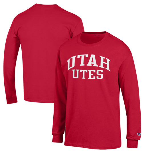 Men's Champion Red Utah Utes Jersey Long Sleeve T-Shirt