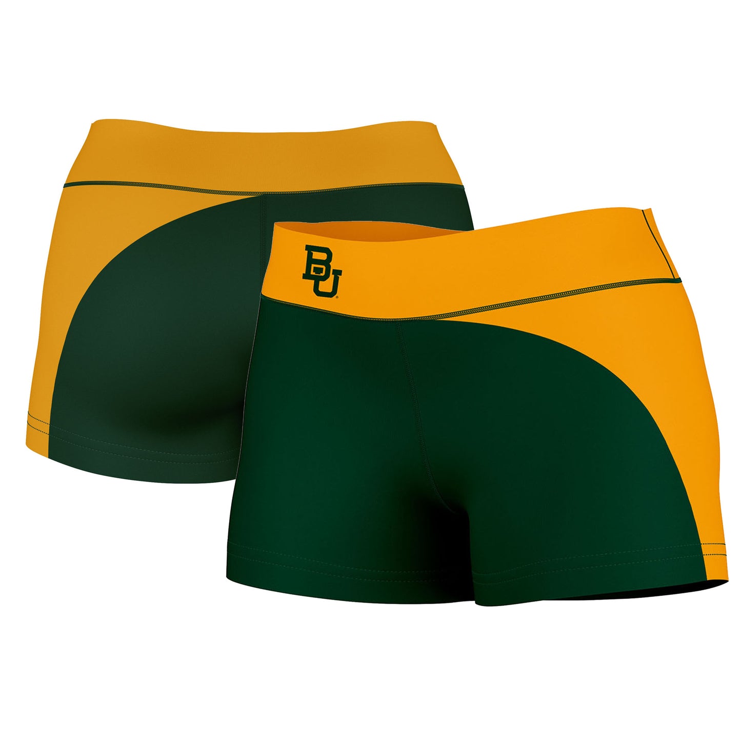 Women's Green/Gold Baylor Bears Curve Side Shorties