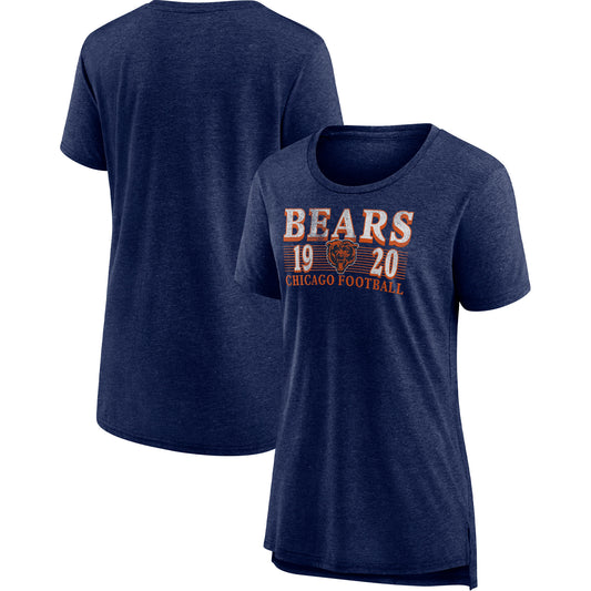 Women's Fanatics Heathered Navy Chicago Bears Neck And Neck Scoop Neck T-Shirt