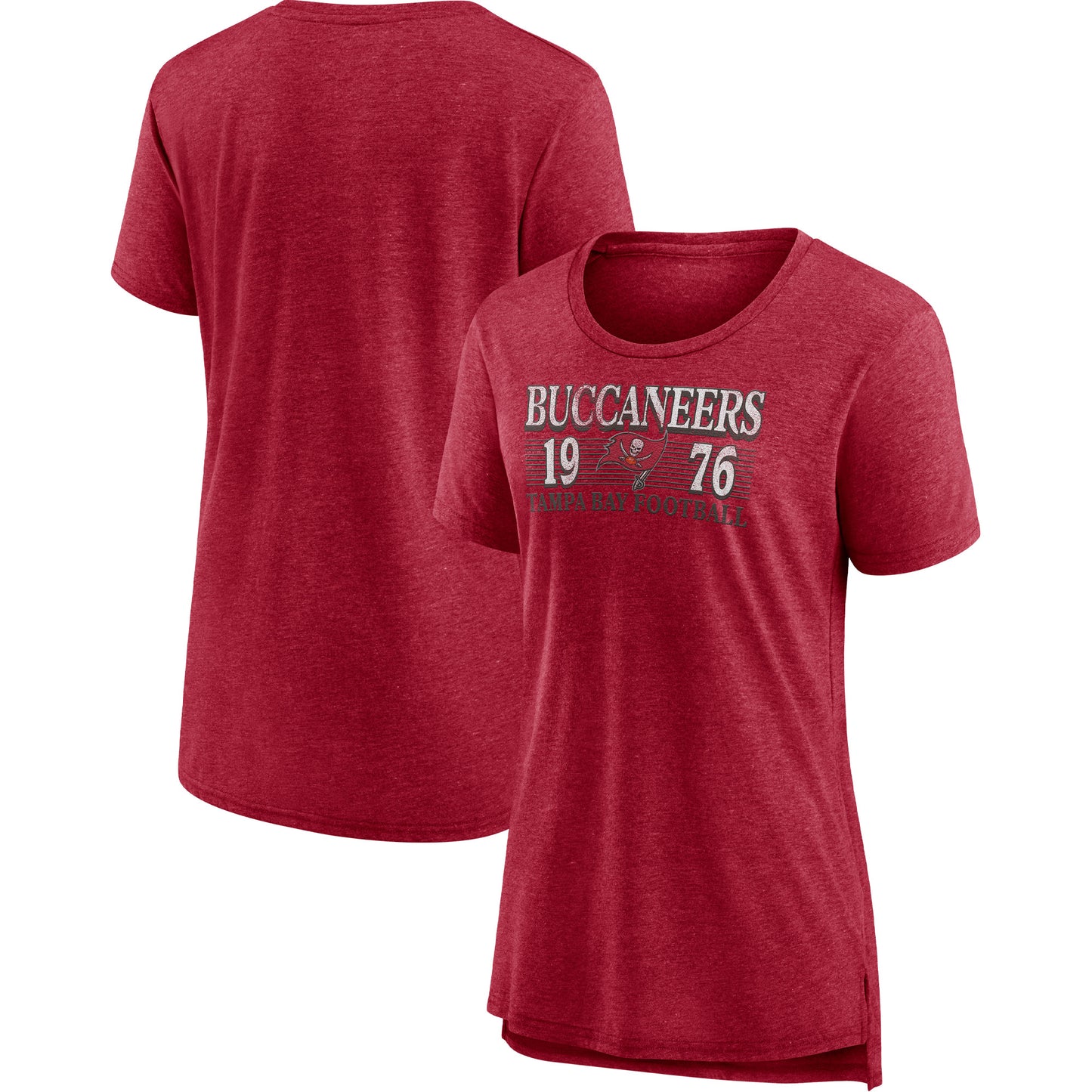 Women's Fanatics Heathered Red Tampa Bay Buccaneers Neck And Neck Scoop Neck T-Shirt