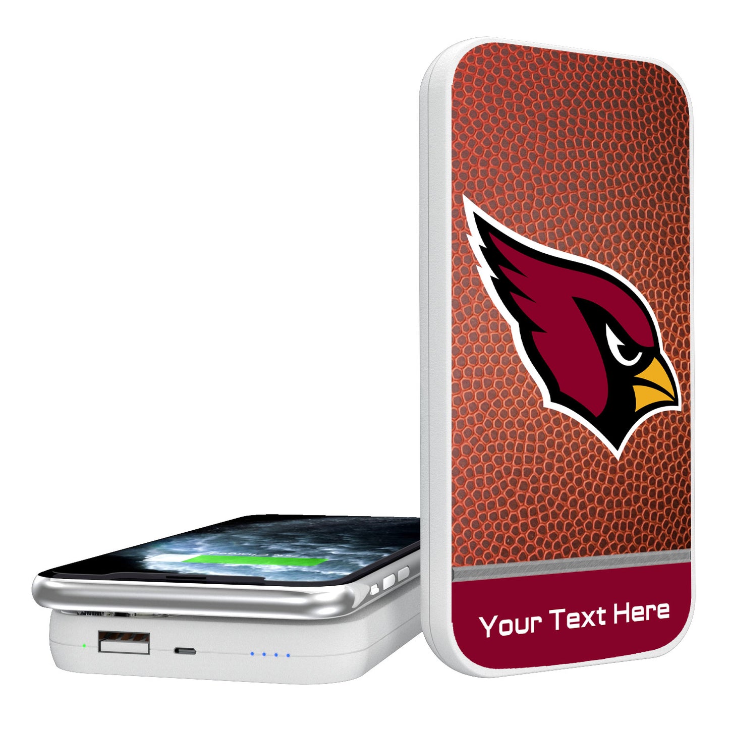 Arizona Cardinals Personalized Football Design 5000 mAh Wireless Powerbank