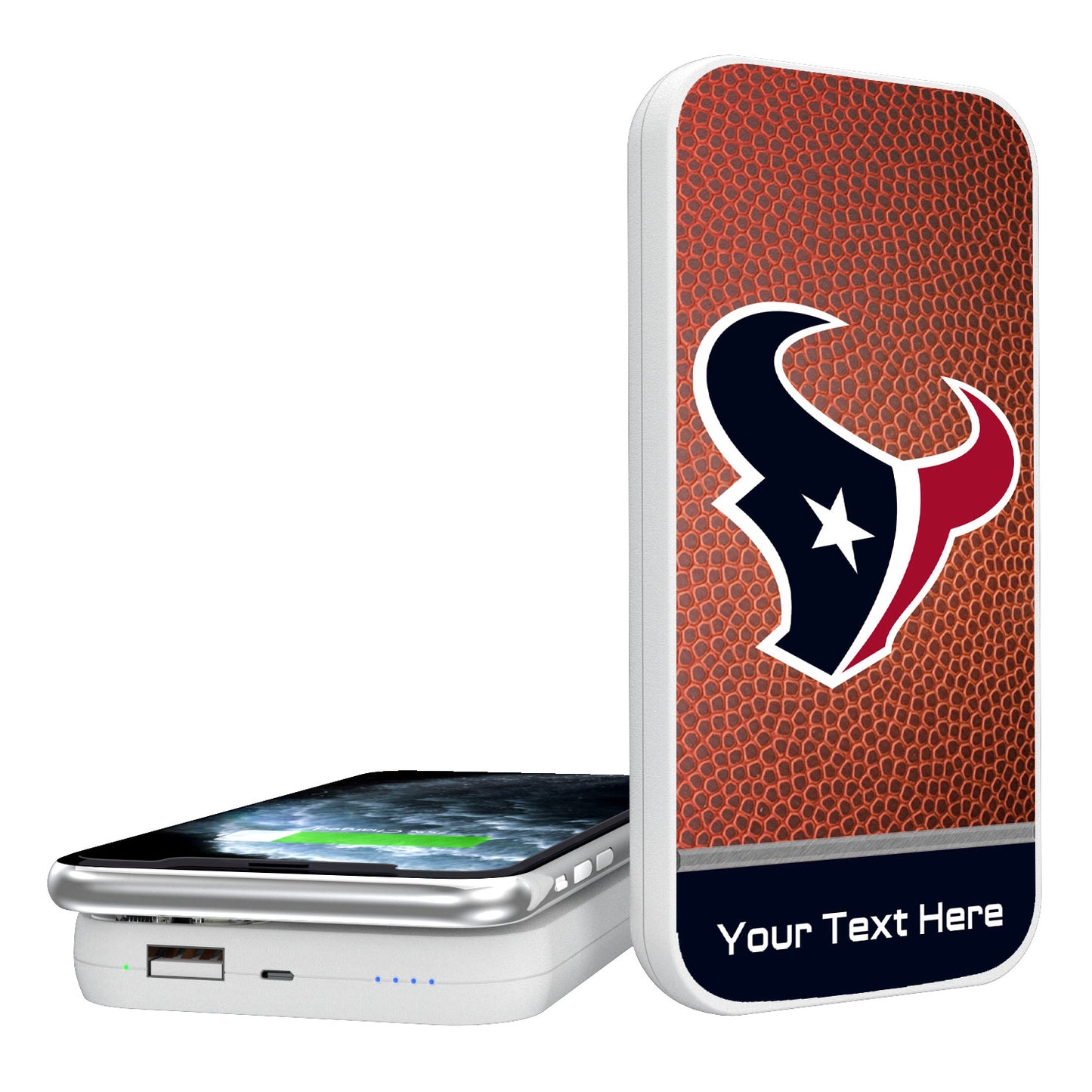 Houston Texans Personalized Football Design 5000 mAh Wireless Powerbank