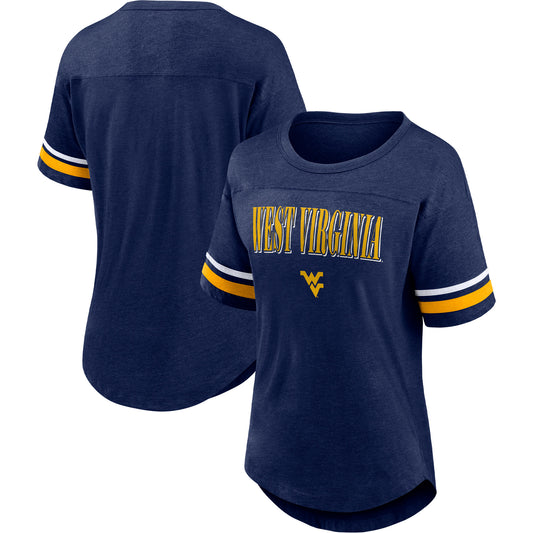 Women's Heathered Navy West Virginia Mountaineers Signal Catch Colorblock T-Shirt