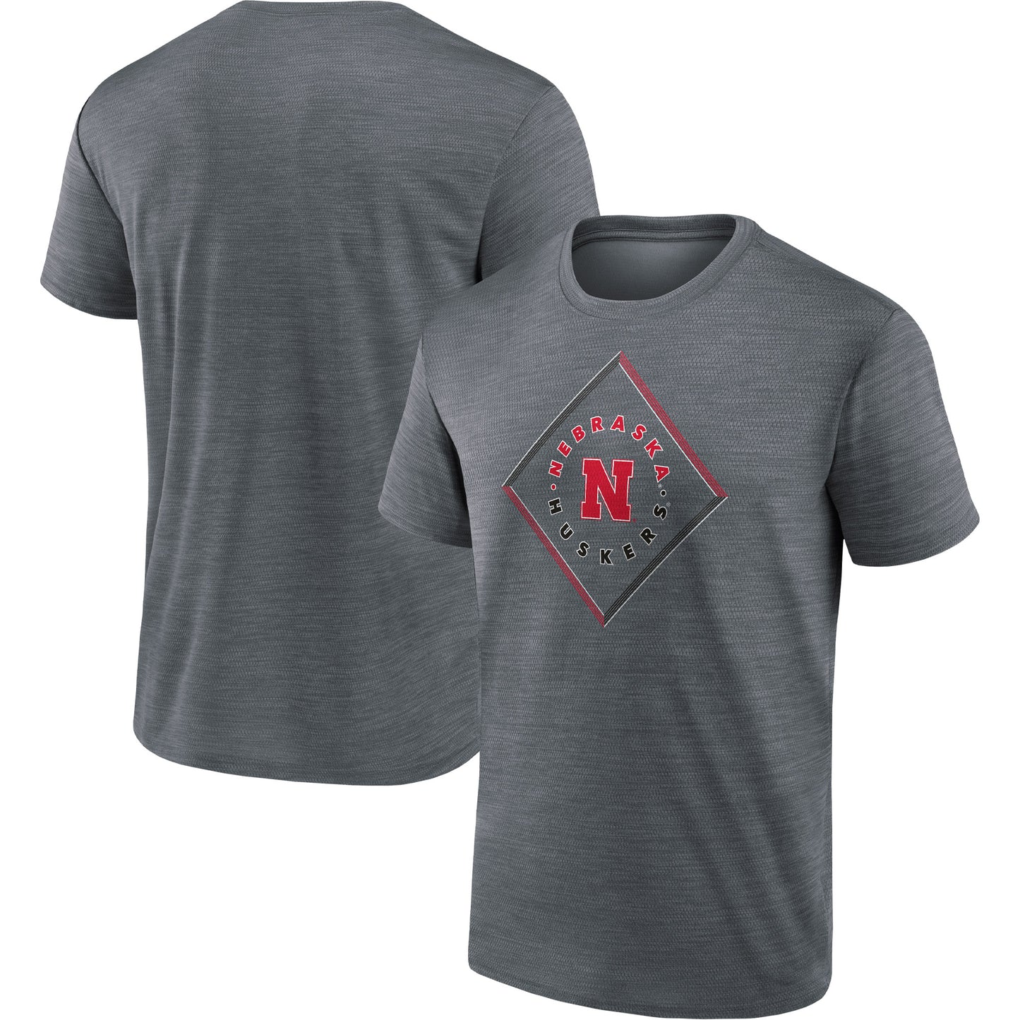 Men's Heathered Gray Nebraska Huskers Play Ball Channel Mesh Rowan T-Shirt