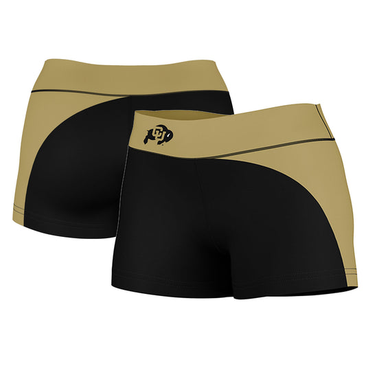 Women's Black/Gold Colorado Buffaloes Plus Size Curve Side Shorts