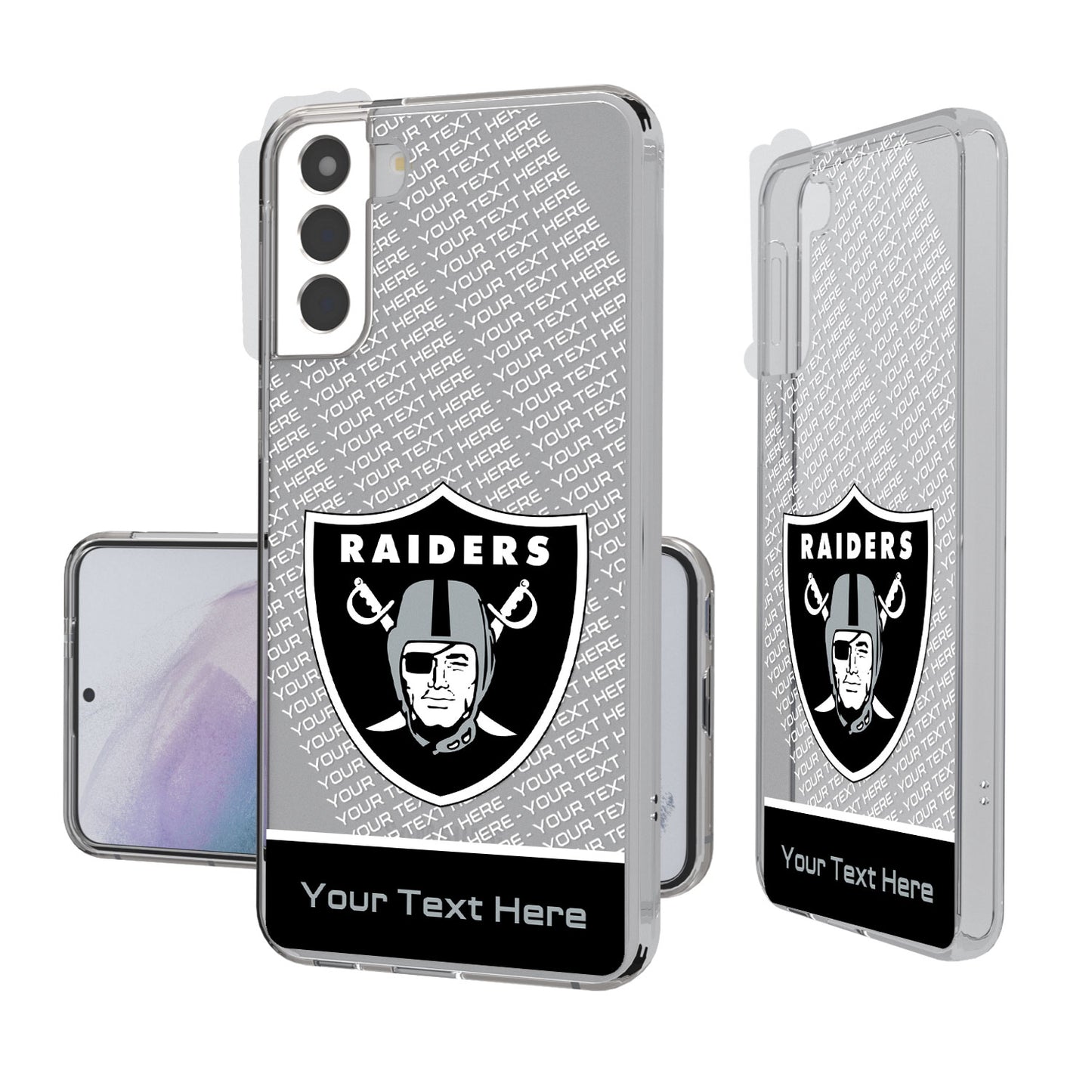 Las Vegas Raiders Personalized Endzone Plus Design Galaxy Clear Phone Case