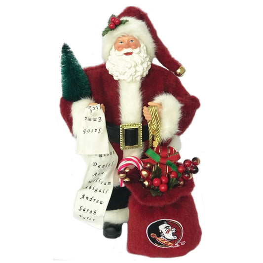 Garnet Florida State Seminoles 12'' Santa