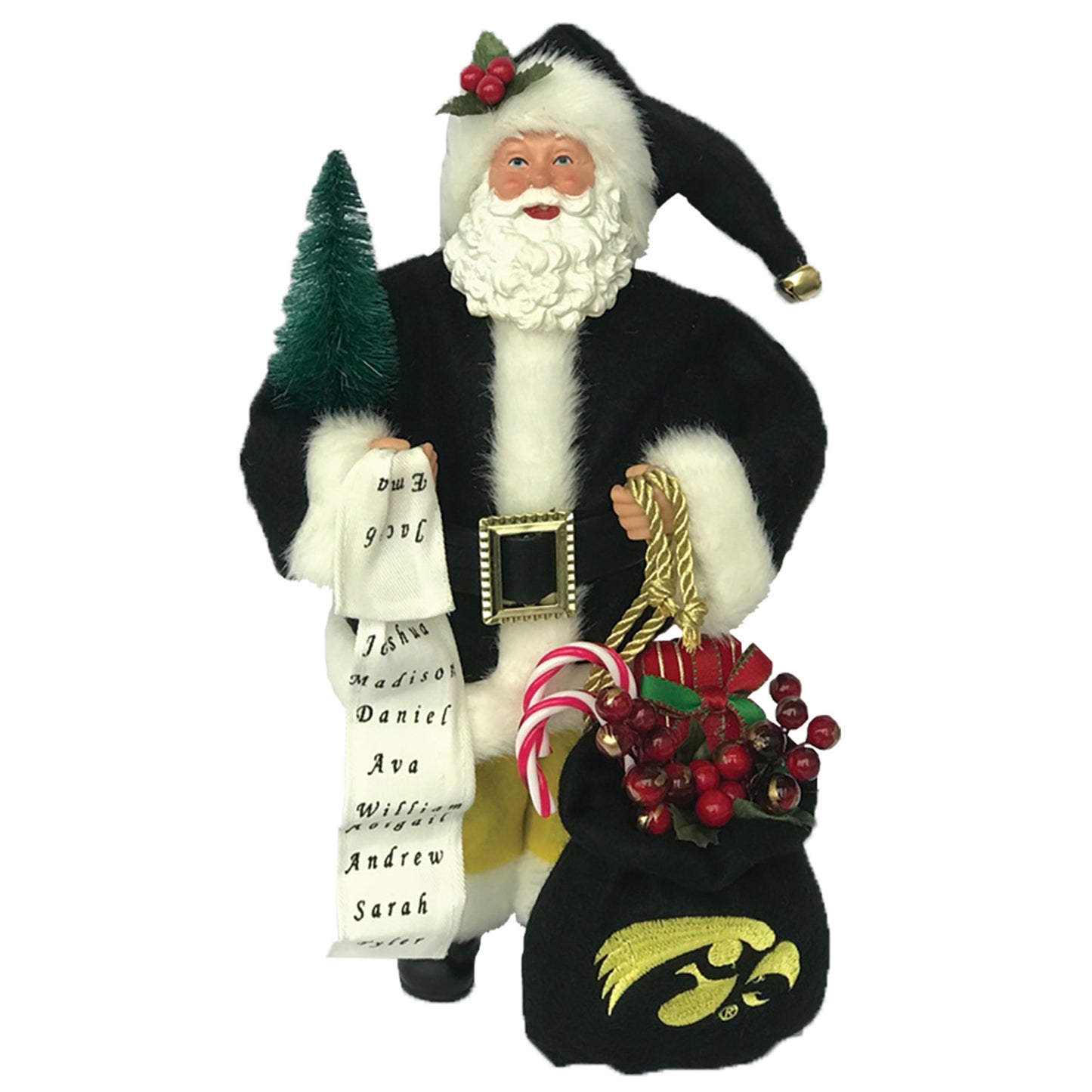 Black Iowa Hawkeyes 12'' Santa