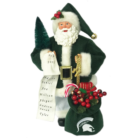 Green Michigan State Spartans 12'' Santa