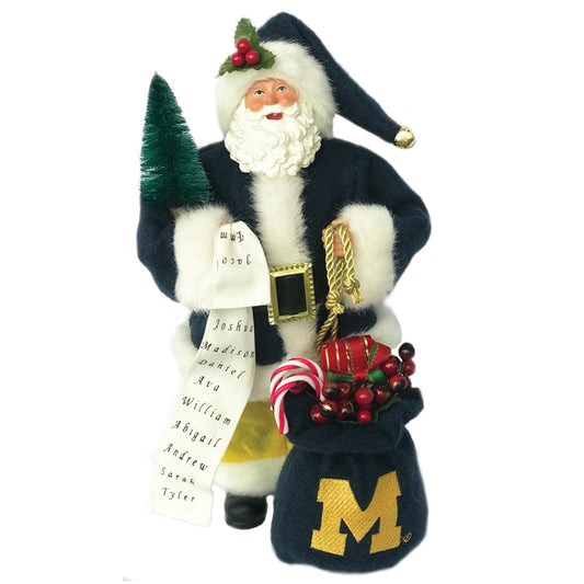 Navy Michigan Wolverines 12'' Santa