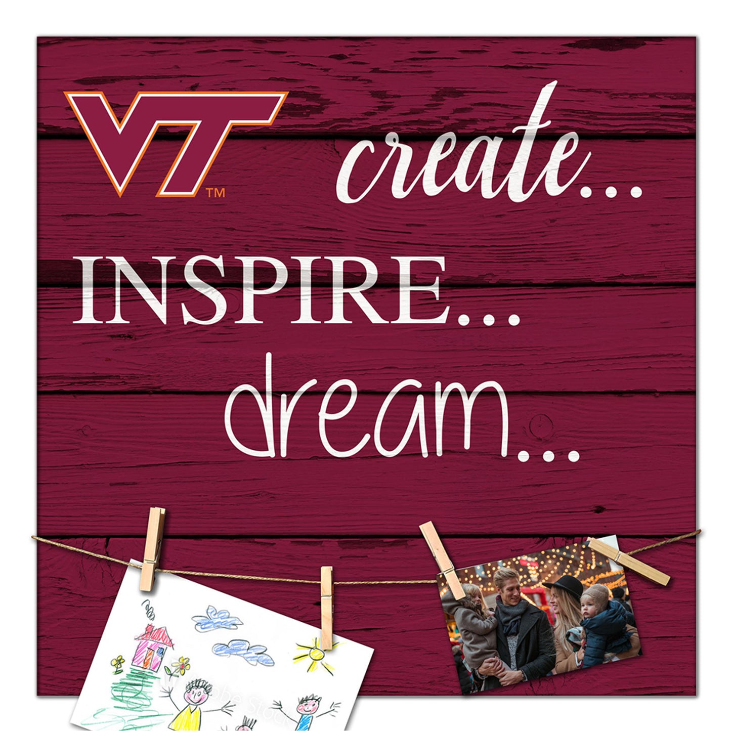 Virginia Tech Hokies 18'' x 18'' Create Inspire Dream Sign