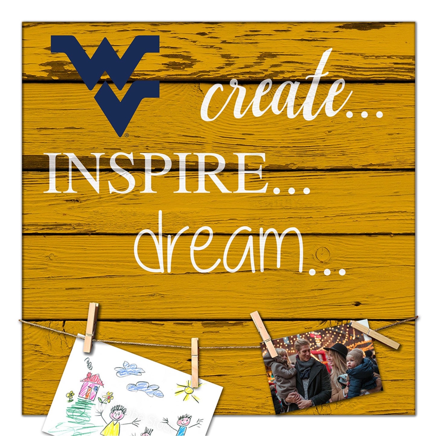 West Virginia Mountaineers 18'' x 18'' Create Inspire Dream Sign