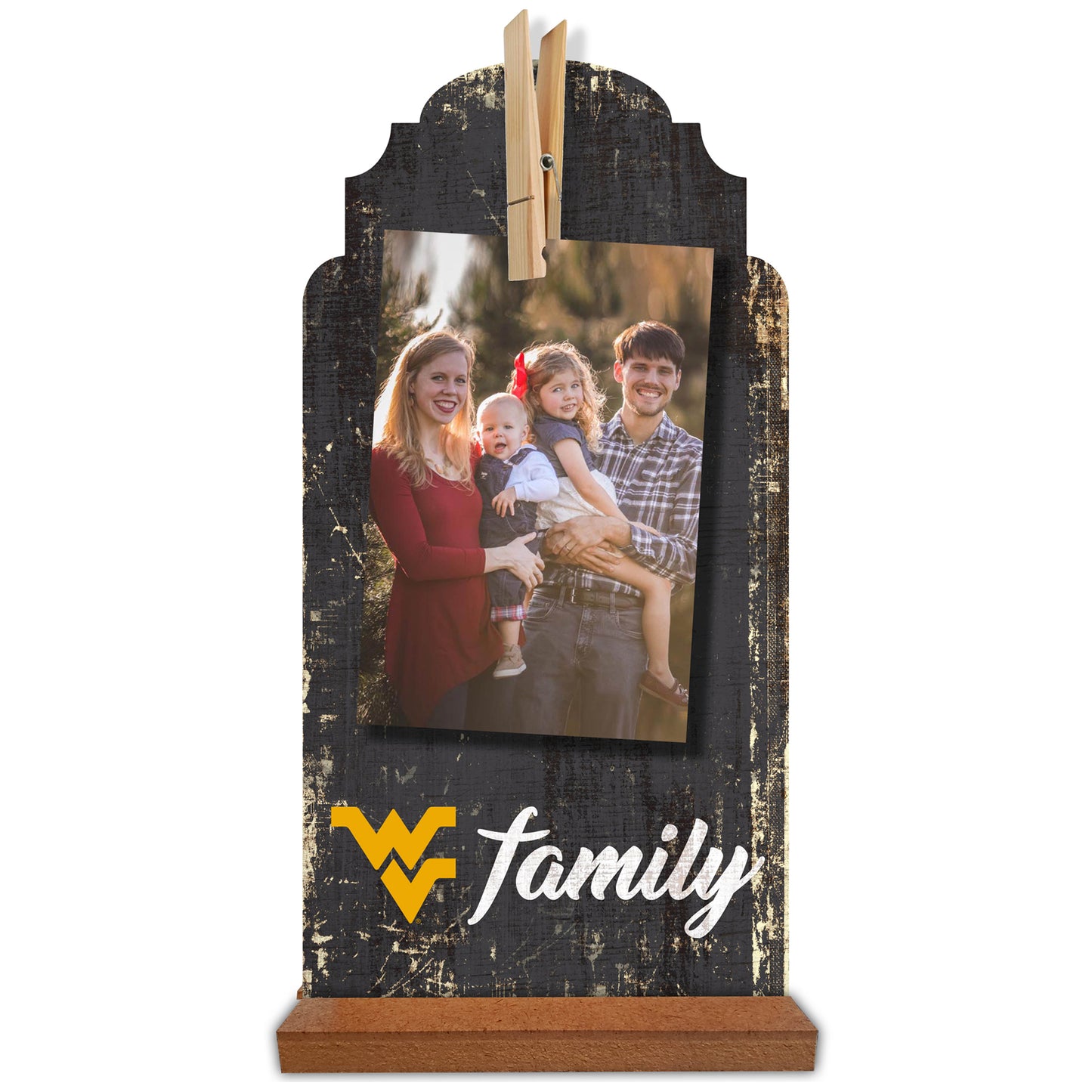 West Virginia Mountaineers 6'' x 12'' Family Clothespin Sign