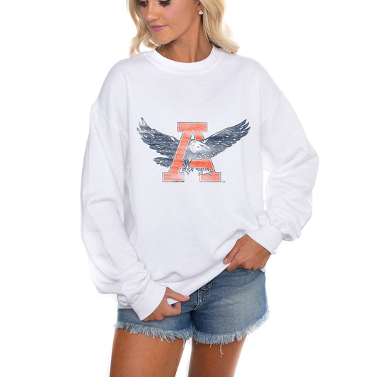 Women's Gameday Couture White Auburn Tigers Run It Back Perfect Crewneck Pullover Sweatshirt