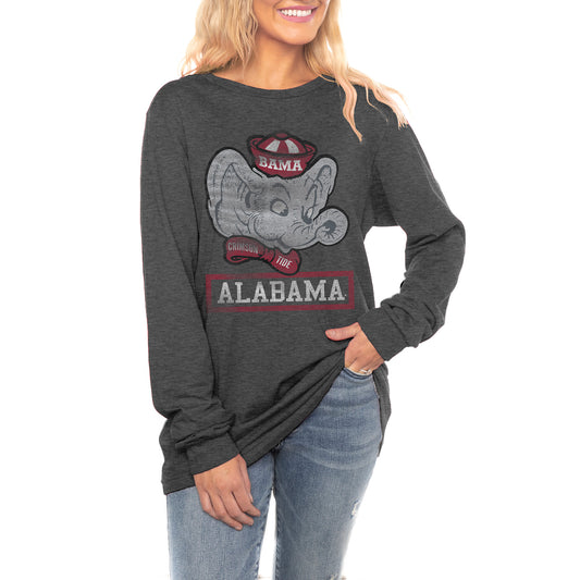 Women's Gameday Couture Charcoal Alabama Crimson Tide Tailgate Club Luxe Boyfriend Long Sleeve T-Shirt