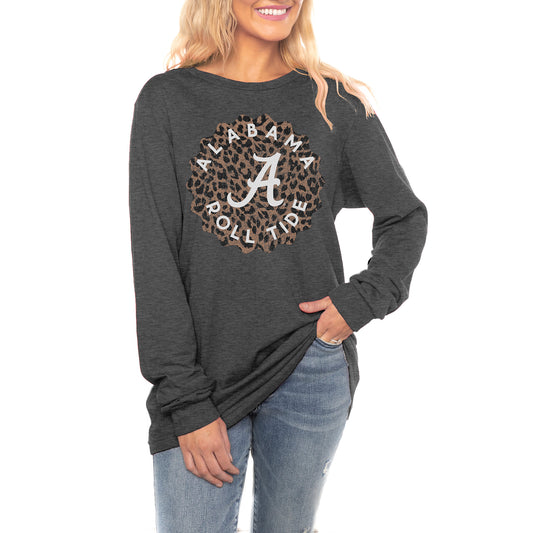 Women's Gameday Couture Charcoal Alabama Crimson Tide Varsity League Luxe Boyfriend Long Sleeve T-Shirt