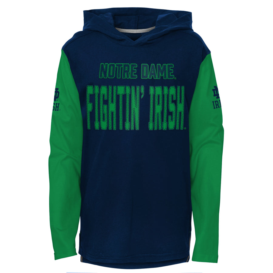 Youth Navy Notre Dame Fighting Irish Heritage Hoodie Long Sleeve T-Shirt