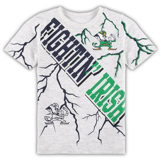 Preschool Heathered Gray Notre Dame Fighting Irish Highlights Lightning Oversized T-Shirt