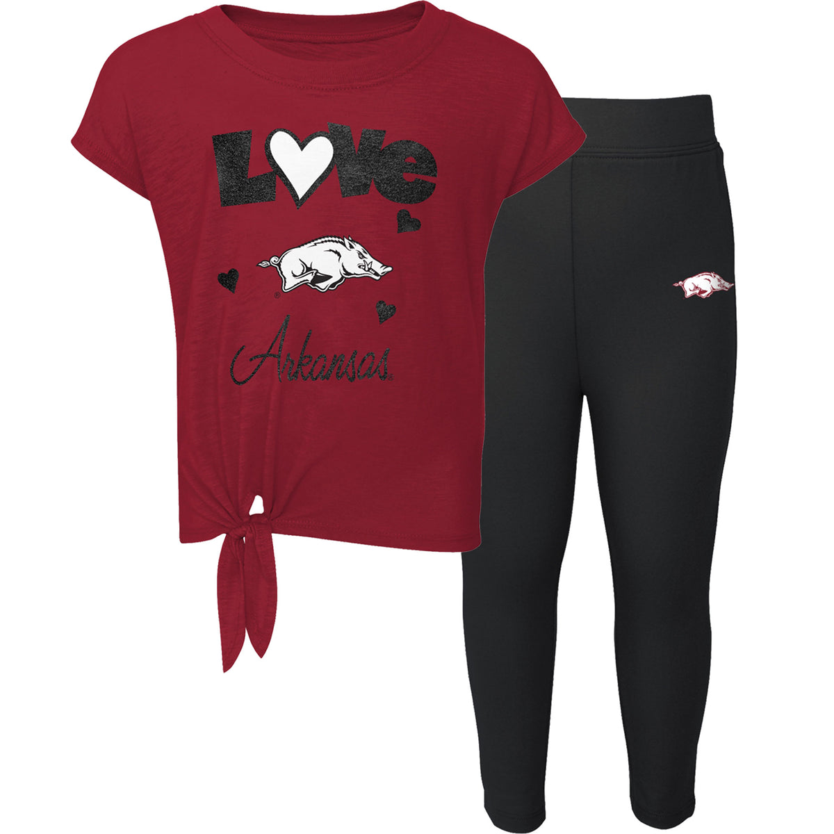 Preschool & Toddler Cardinal/Black Arkansas Razorbacks Forever Love T-Shirt & Leggings Set
