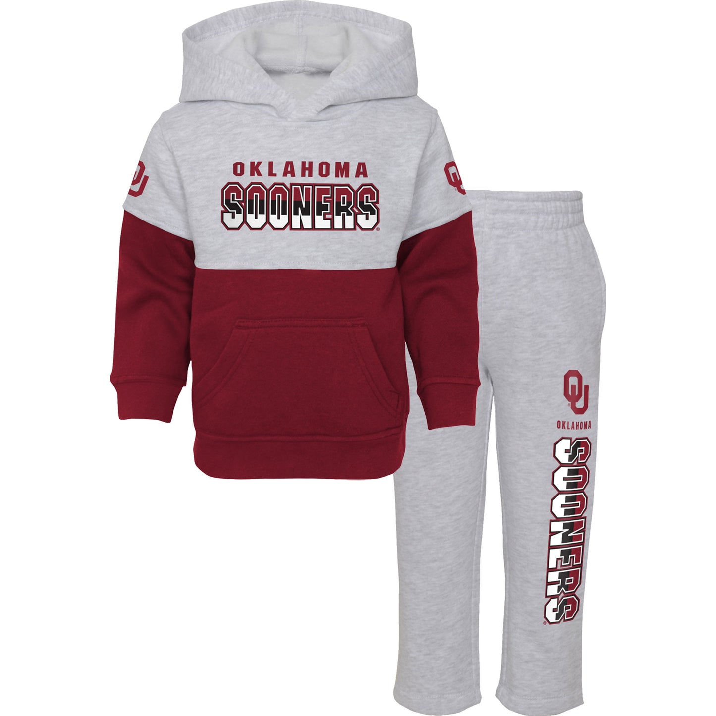 Toddler Heather Gray/Crimson Oklahoma Sooners Playmaker Pullover Hoodie & Pants Set