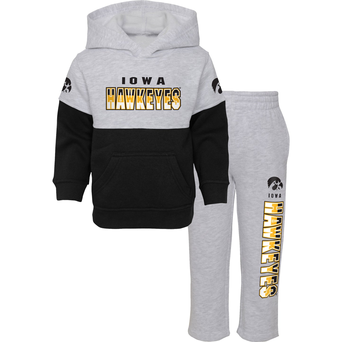 Toddler Heather Gray/Black Iowa Hawkeyes Playmaker Pullover Hoodie & Pants Set