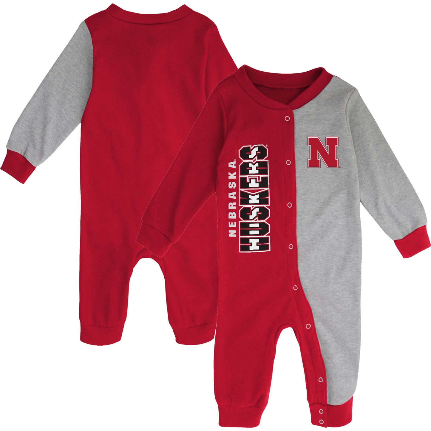 Infant Scarlet/Heather Gray Nebraska Huskers Halftime Two-Tone Sleeper